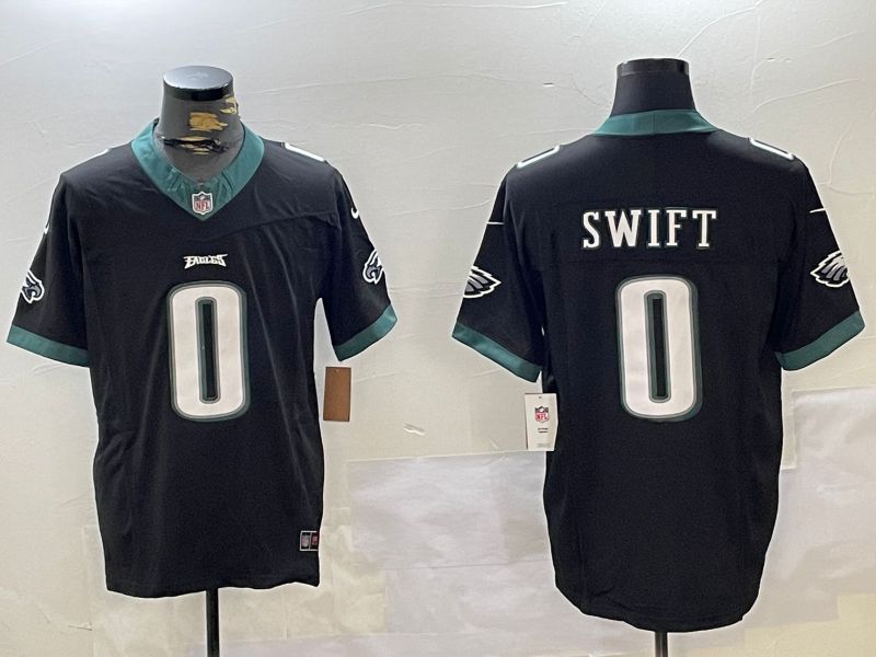 Men Philadelphia Eagles #0 Swift Black 2024 Nike Vapor Limited NFL Jersey style 1